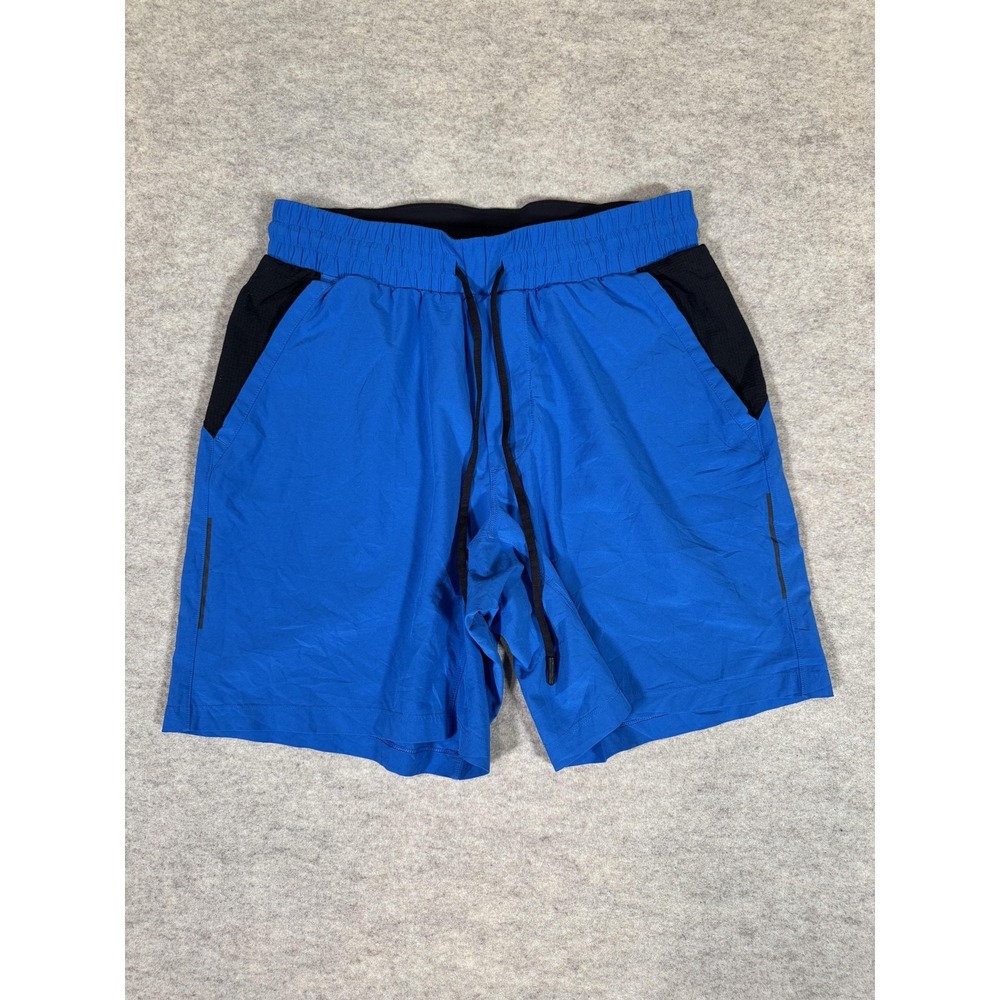 Lululemon Shorts Mens M Blue Colorblock Athletic Running 8 In Inseam‎ Gym Casual